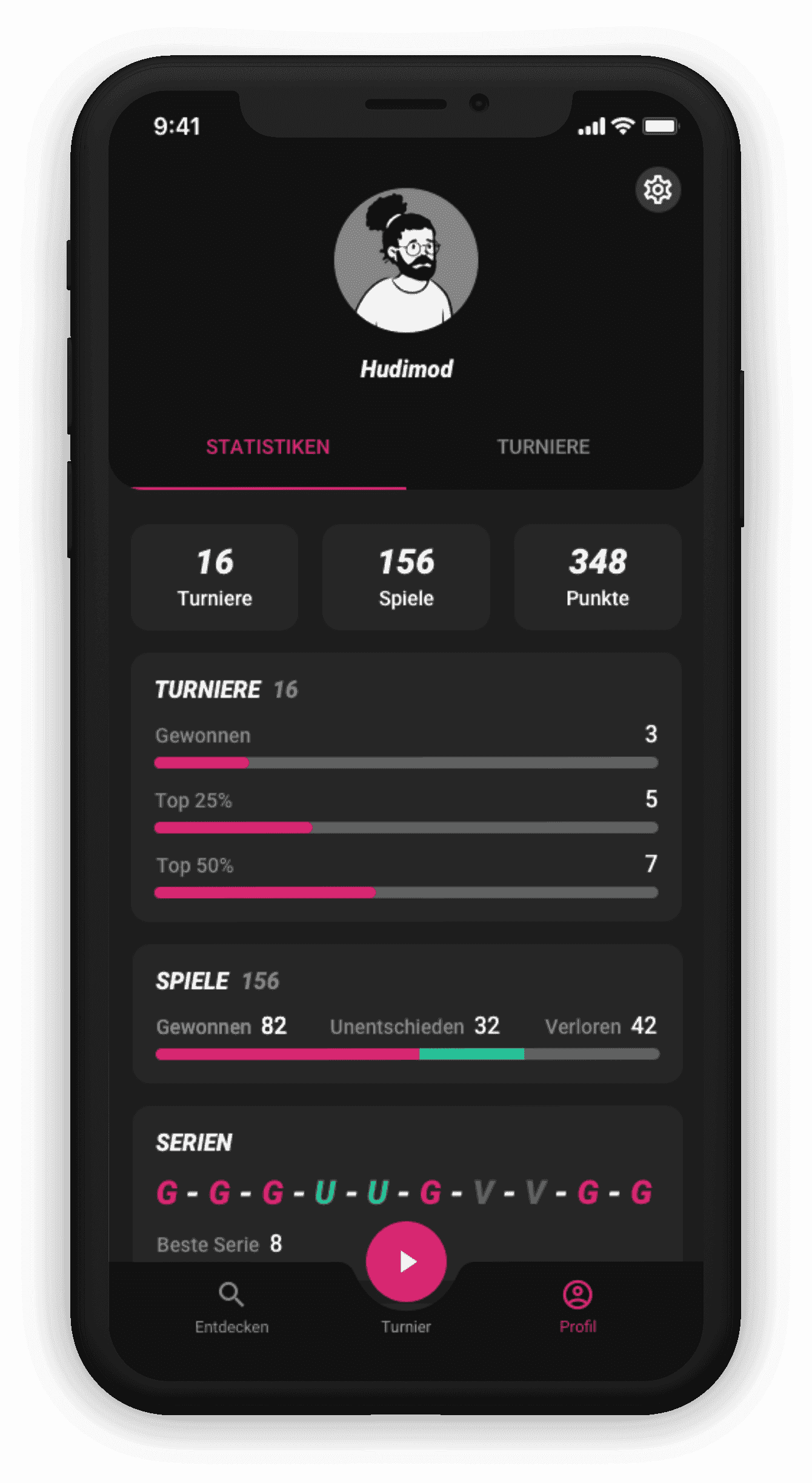 Profile with stats